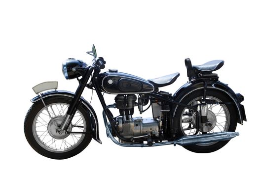 Oldtimer motorcycle isolated on white