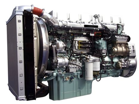Heavy truck engine isolated on white