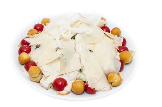 salad with cheese, meat and vegetables