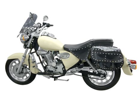 Motorcycle with bags isolated on white background