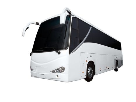 Doubledecker white bus isolated on white