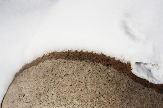 snow and rock in the background