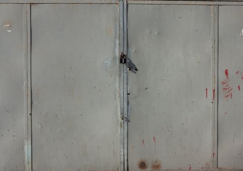 old steel gate of garage 