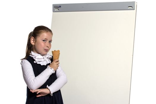 Schoolgirl with ice cream