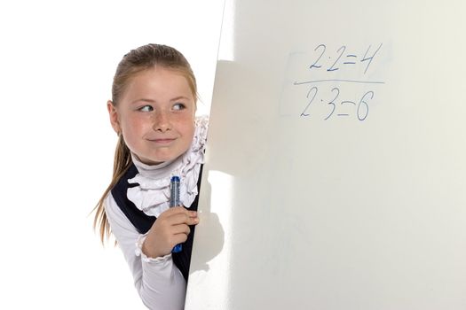 School girl looking to board