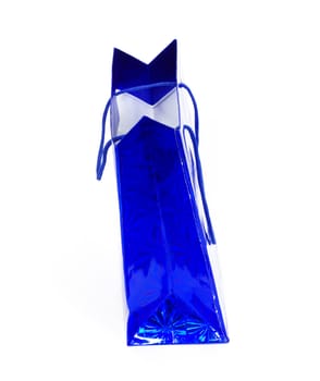 blue gift wrapping with handles 