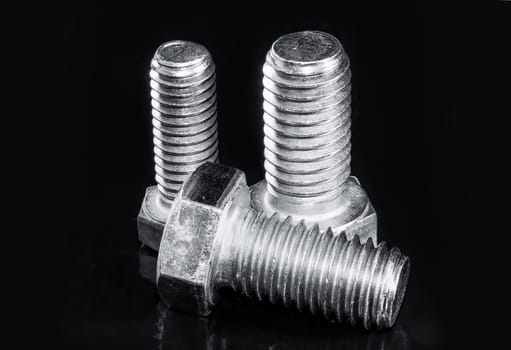 Three Hex Bolts in Black and White