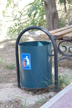 blue rubbish bin