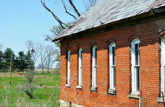 Old church side wall perspective