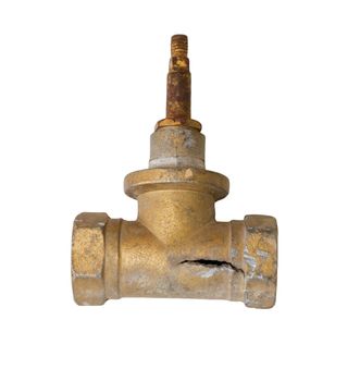 Old rusty valve isolated on white background 