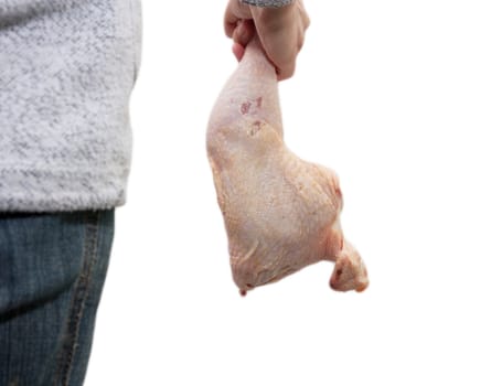 chicken leg in hand
