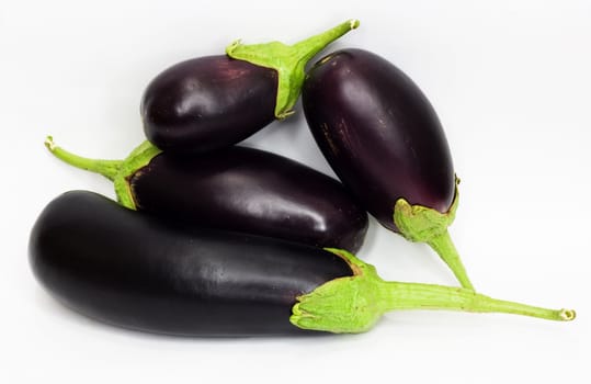 Eggplants on white with clipping path 