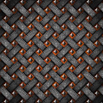 Metallic and wooden antique background with silver decoration


