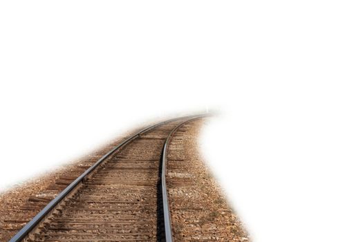 railroad extending to the white background