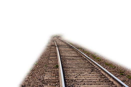 railroad extending to the white background
