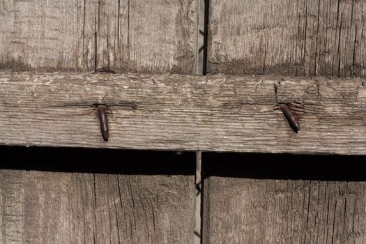 rusty nails in wood 