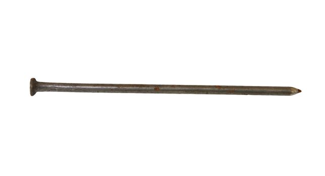One metal nail isolated on a white background 