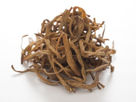 close up of a heap of dried daylily