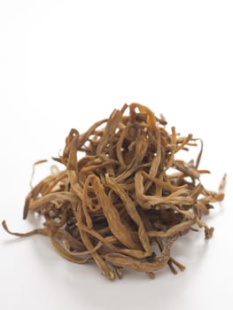 close up of a heap of dried daylily