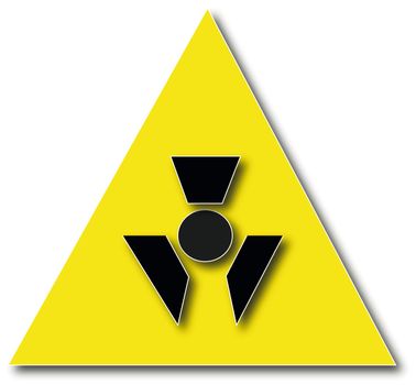 Nuclear radiation warning sign isolated on white