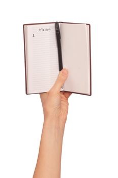 businesswoman writes missions for a business plan