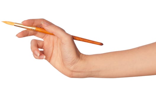 woman drawing a picture with a red brush