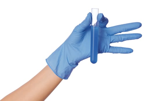 doctor holds a tube with sample of new antidote