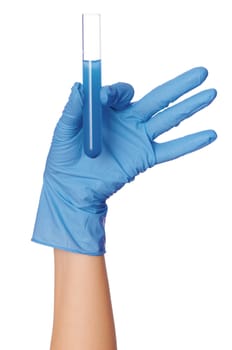 doctor holds a tube with sample of new antidote