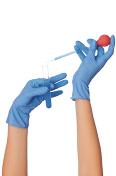 doctor holds a tube with sample of new antidote