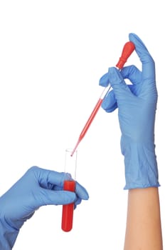 Doctor research a sample of blood for vaccine