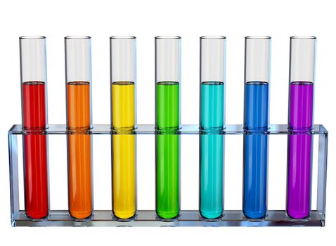 Samples of chemical liquids  in the tubes for experiments