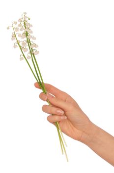 Woman holding lily of the valley in the hand