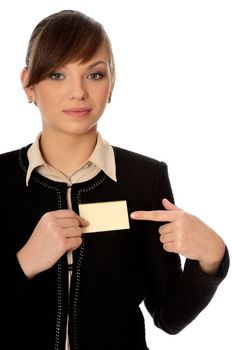 woman showing her badge at the entrance of meeting room