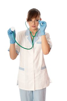 The doctor holding stethoscope in the hand