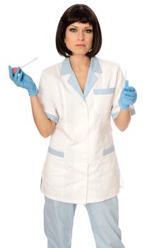 doctor holds a tube with sample of new antidote