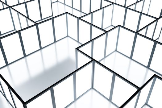 light boxes and walls symbolizing the empty office