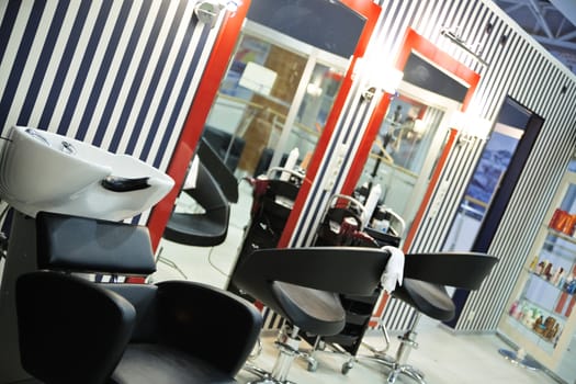 Interior of luxury modern hairdressing salon in pin-up style