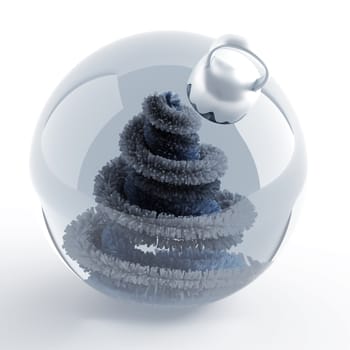 Glass sphere with a decorative Christmas tree inside