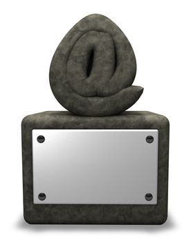 stone email symbol on socket with blank sign - 3d illustration