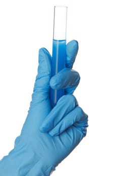 doctor holds a tube with sample of new antidote