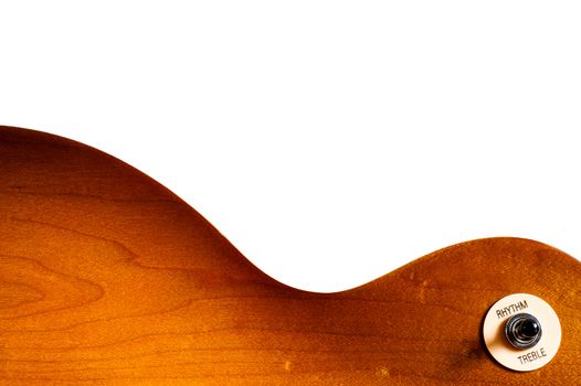 Pattern wood of electric guitar honey burst color on white background