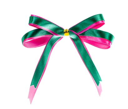 two tone color gift bow with ribbon isolate on white background