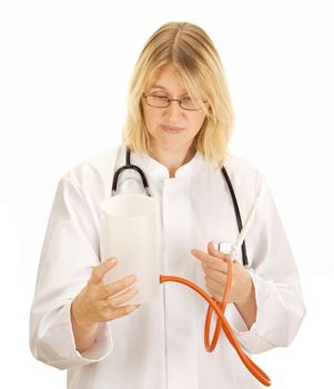 Medical doctor looking on a clyster