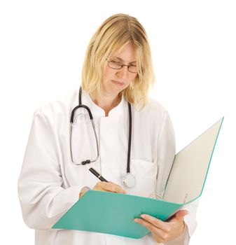 Medical doctor with documents about a patient