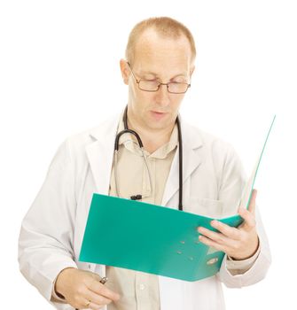 Medical doctor with documents about a patient