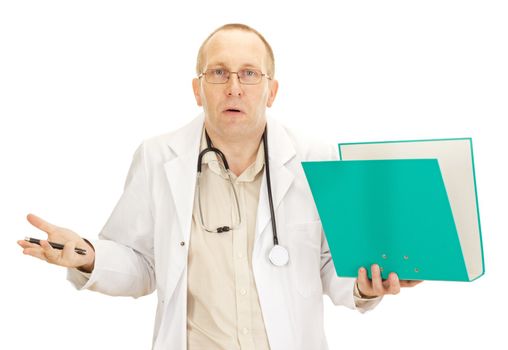 Medical doctor with documents about a patient