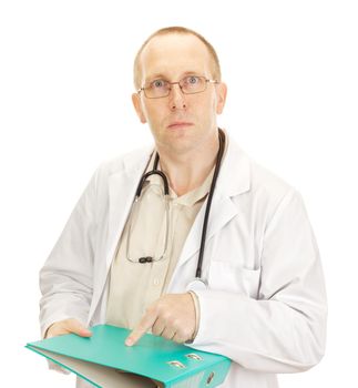 Medical doctor with documents about a patient