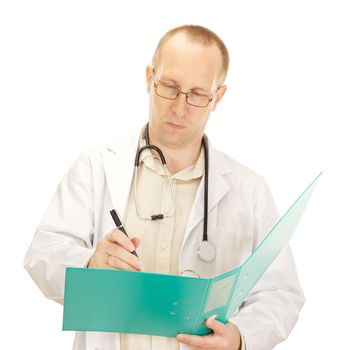 Medical doctor with documents about a patient