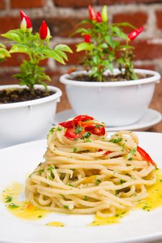 spaghetti with garlic, oil and chilli