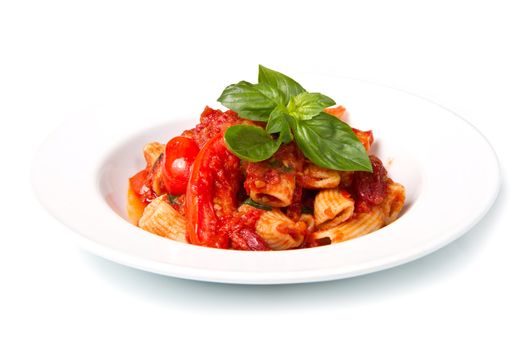 pasta with tomatoes and basil